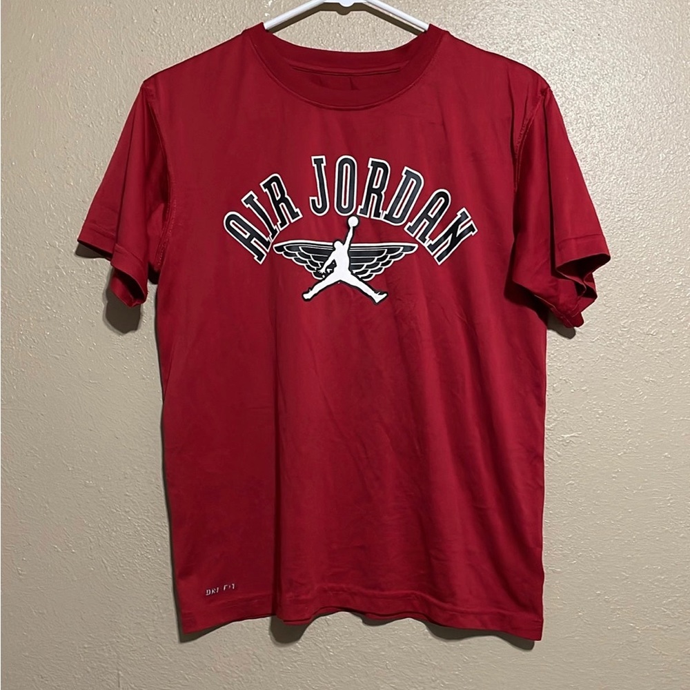 Air Jordan Dri-Fit Logoman Graphic Red Athletic Short Sleeve T-Shirt Youth L